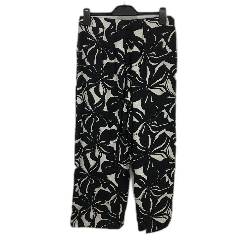 Adorne Black & Silver Swirl Elastic Waist Bamboo Blend Soft Casual Pants Size 14