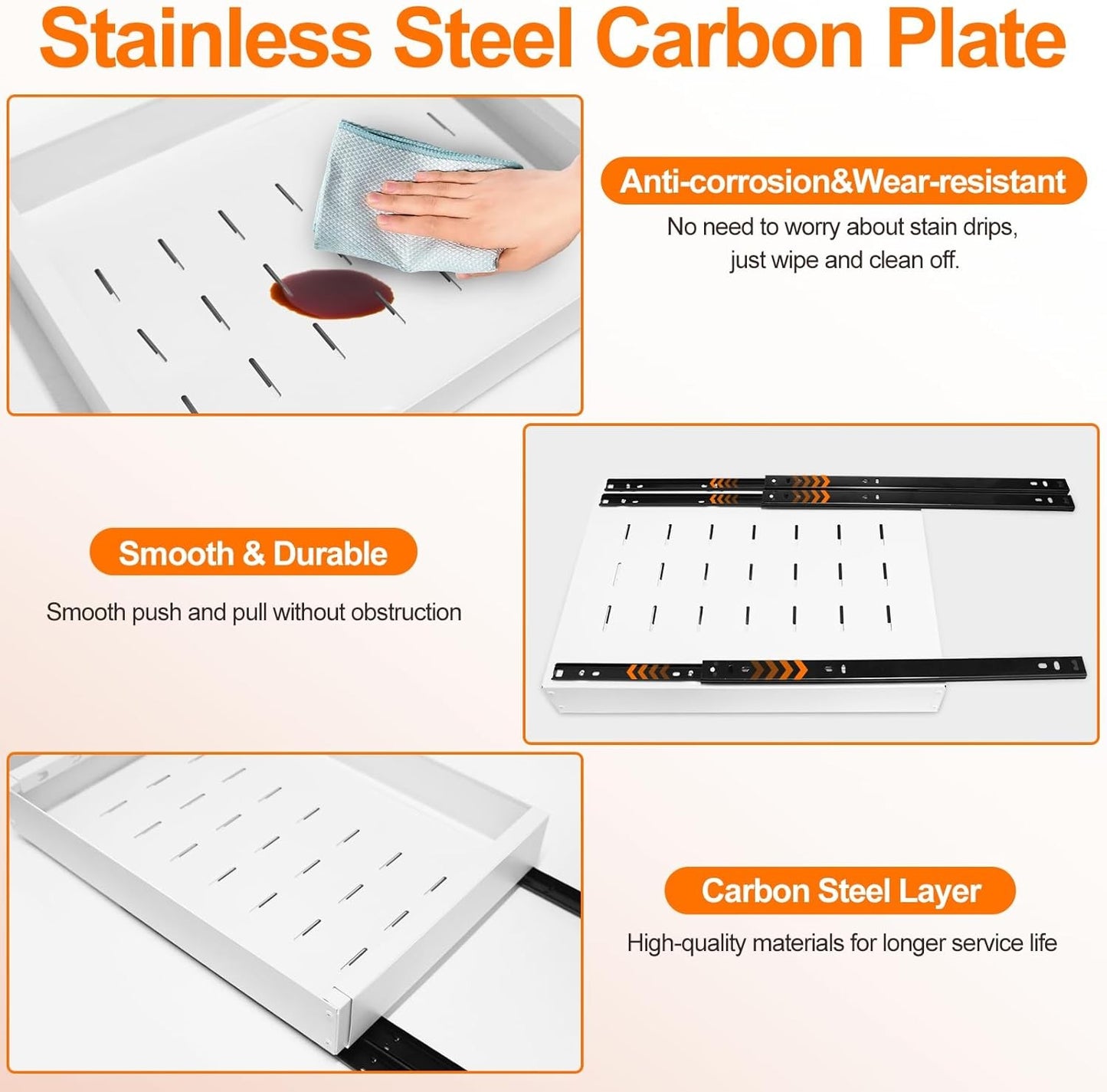 FLSEPAMB 2 Pack Pull Out Drawers for Kitchen Cabinets with Adhesive Film AU