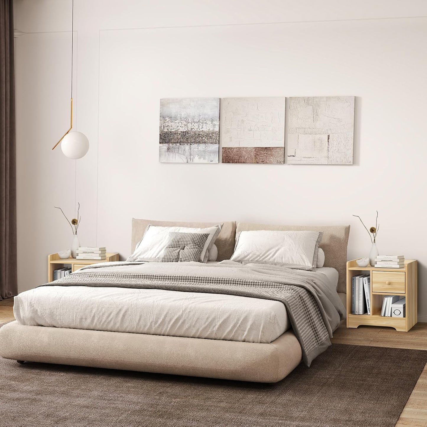 OIKITURE Bedside Table with Drawer and Storage Space for Bedroom Australia DEMO