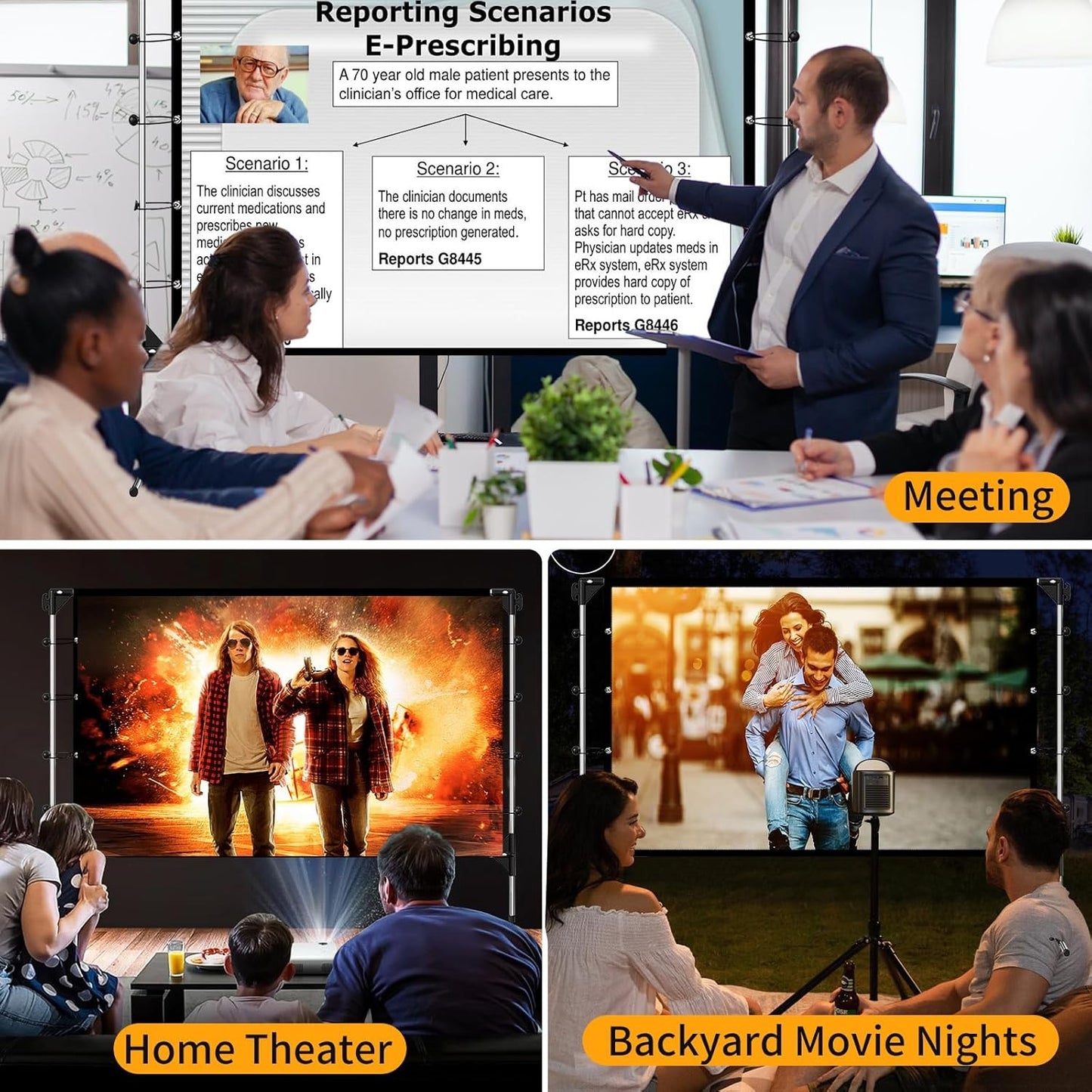 Yisigal 120 Inch Portable Projector Screen for Home Theater Outdoor AU DEMO