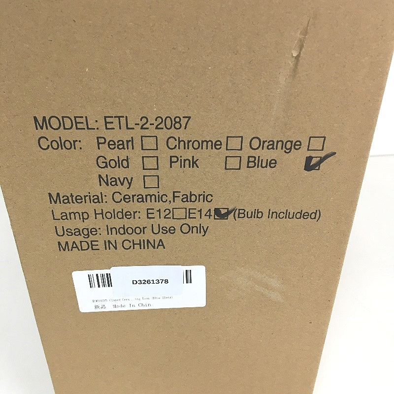 EOEYYOYB Set of 2 Glazed Ceramic Bulldog Linen Shade Table Lamp in Blue NEW