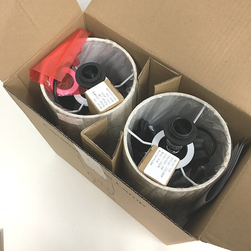 EOEYYOYB Set of 2 Glazed Ceramic Bulldog Linen Shade Table Lamp in Navy NEW