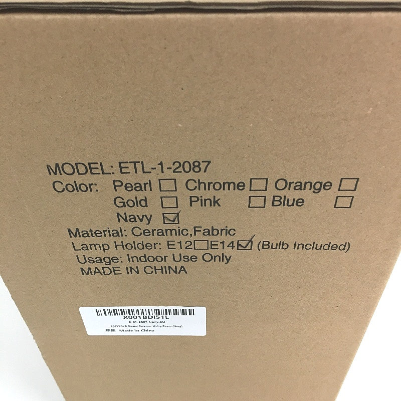 EOEYYOYB Single Glazed Ceramic Bulldog Linen Shade Table Lamp in Navy NEW