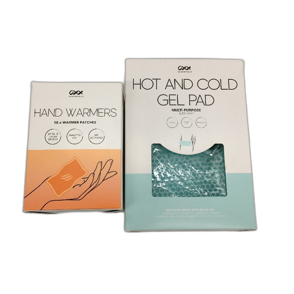 OXX Essentials 2 Pack x10 Hand Warmers and Hot and Cold Body Wrap Gel Pad NEW
