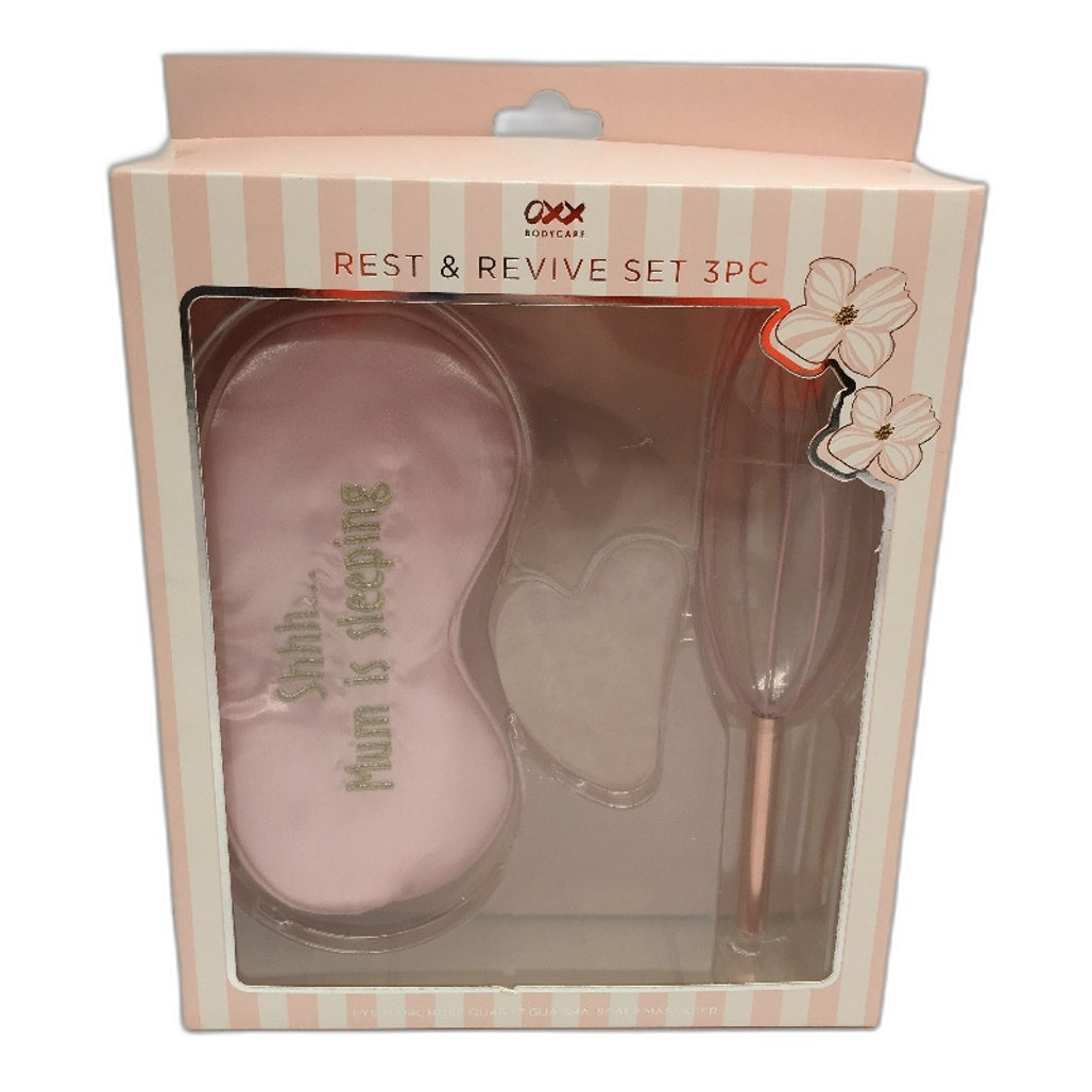 OXX 3 Pack Rest & Revive Set, Double Sided Mirror and 3pc Makeup Bags Bundle NEW