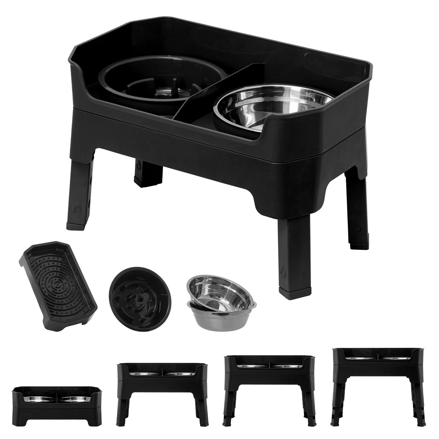 YY FOREYY 4-in-1 Adjustable Elevated Dog Bowls with Slow Feeder Online Australia