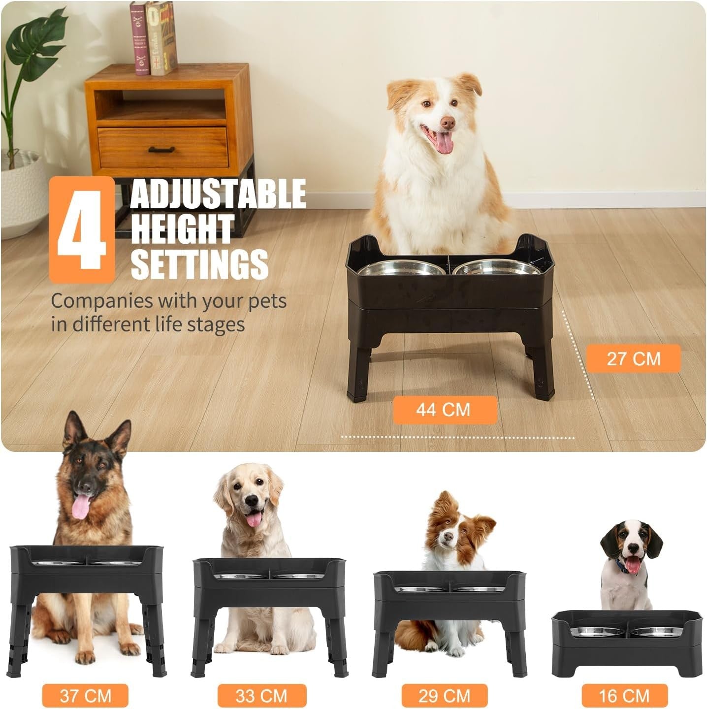 YY FOREYY 4-in-1 Adjustable Elevated Dog Bowls with Slow Feeder Online Australia