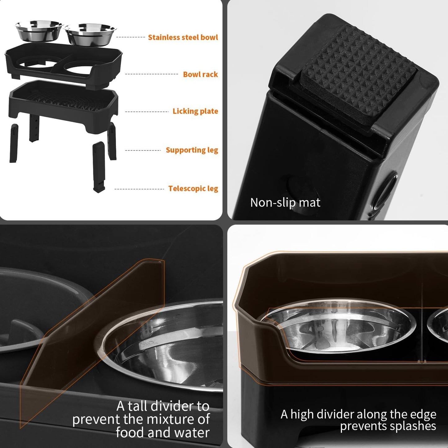 YY FOREYY 4-in-1 Adjustable Elevated Dog Bowls with Slow Feeder Online Australia