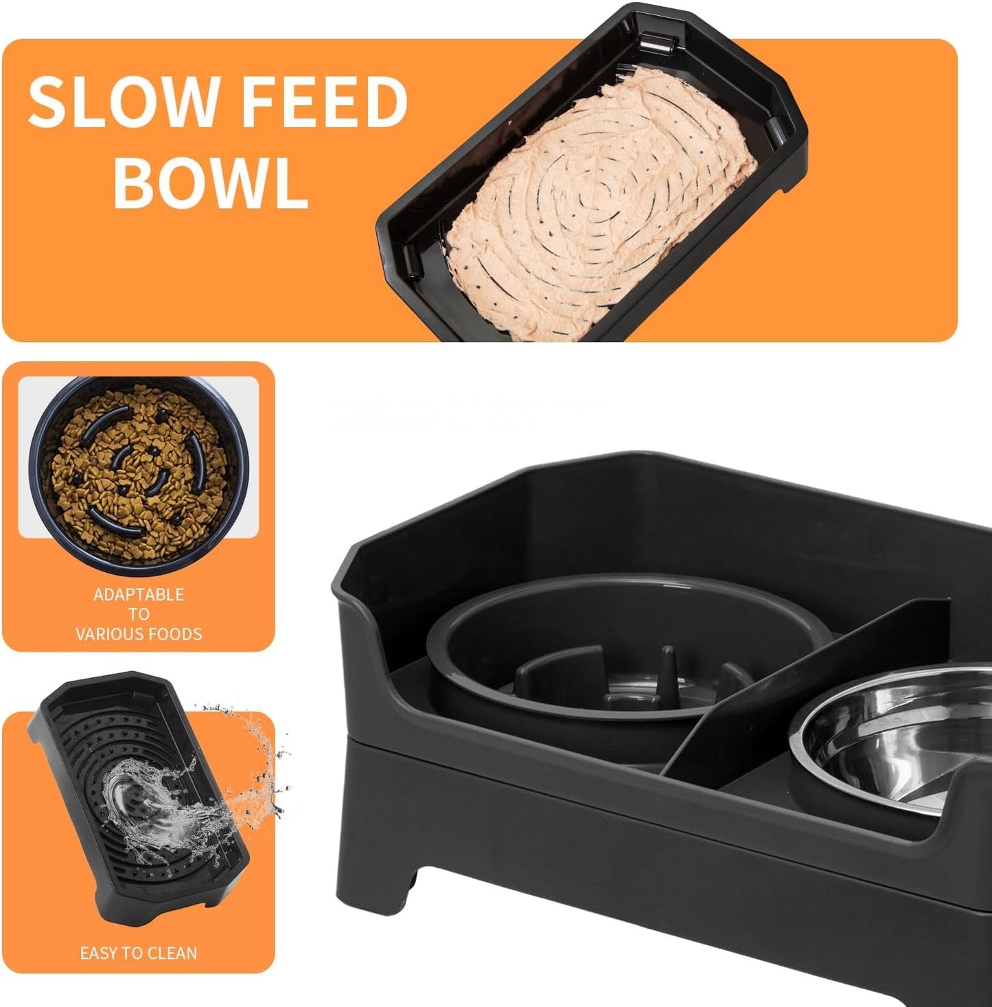 YY FOREYY 4-in-1 Adjustable Elevated Dog Bowls with Slow Feeder Online Australia