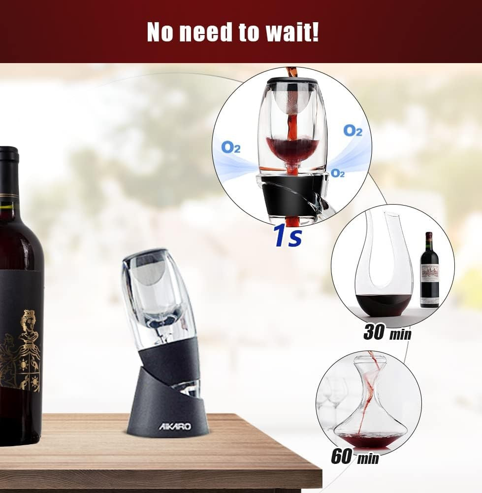 AIKARO Wine Aerator and Decanter with Filter Base for Red
