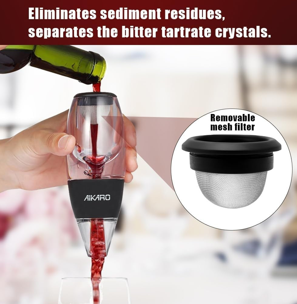 AIKARO Wine Aerator and Decanter with Filter Base for Red