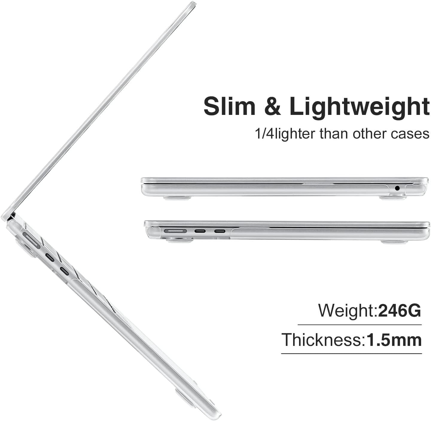 EooCoo Crystal Clear Hard Case for MacBook Air 13.6 Inch