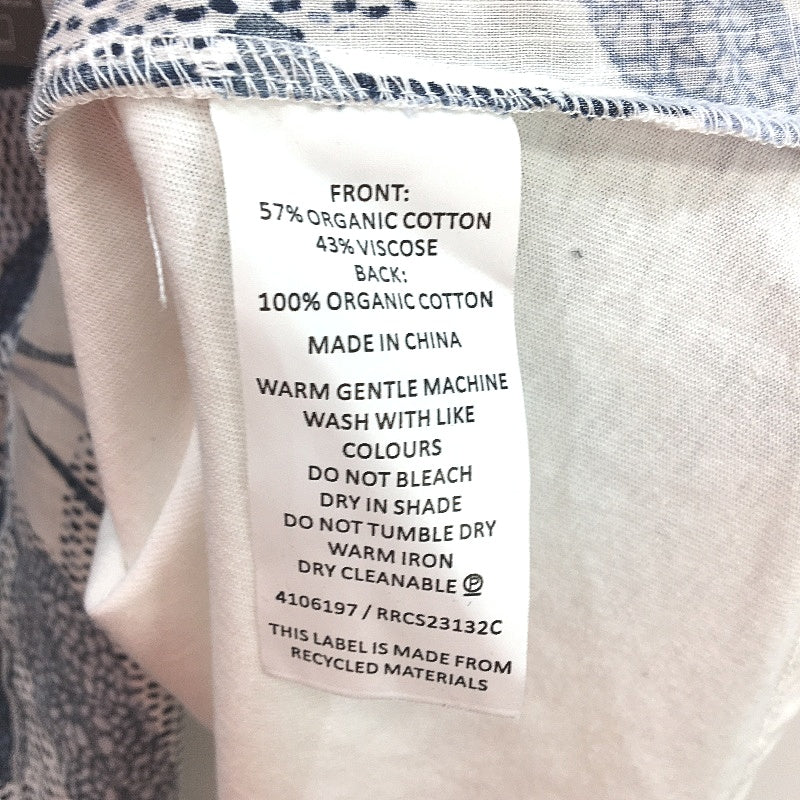 Regatta Curve Organic Cotton White With Blue Leaf Pattern Top Ladies Size 20 NEW