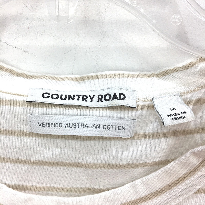 Country Road 100% Australian Cotton Cream & Tan Stripe Singlet Top Ladies Size M