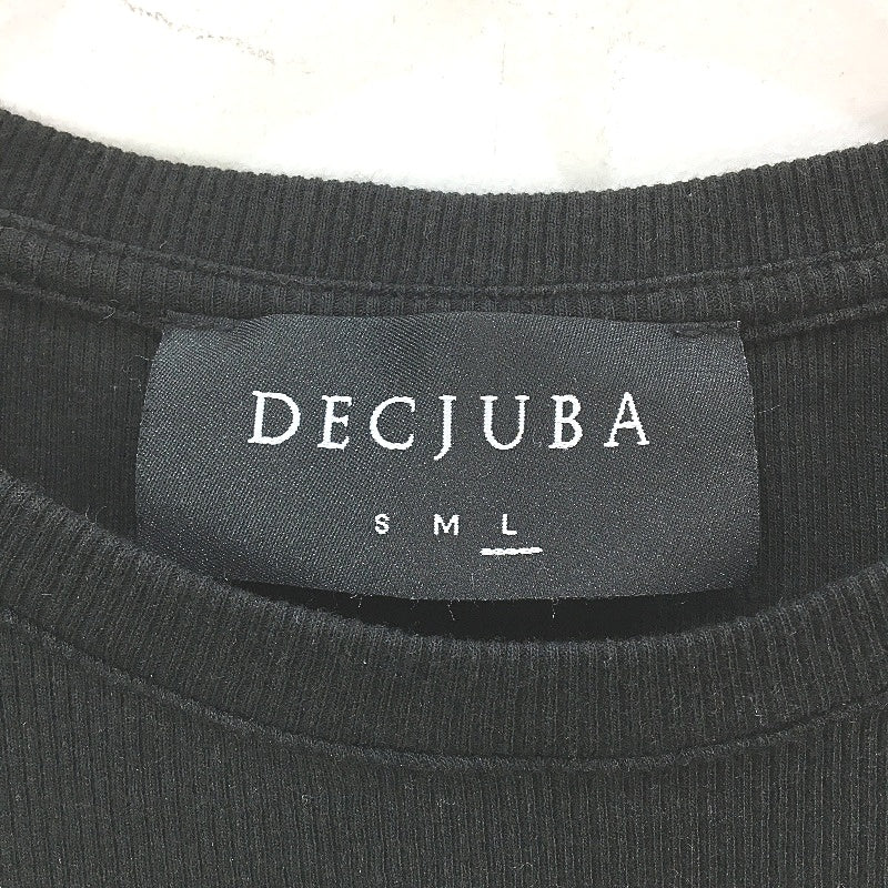 Decjuba Black Stretch Ribbed Ruffled Edged Shoulders Top Ladies Size Large