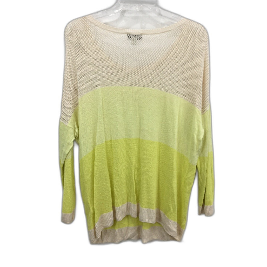 Witchery Yellow & Cream Linen Viscose Knit Style Lightweight Top Ladies Size L