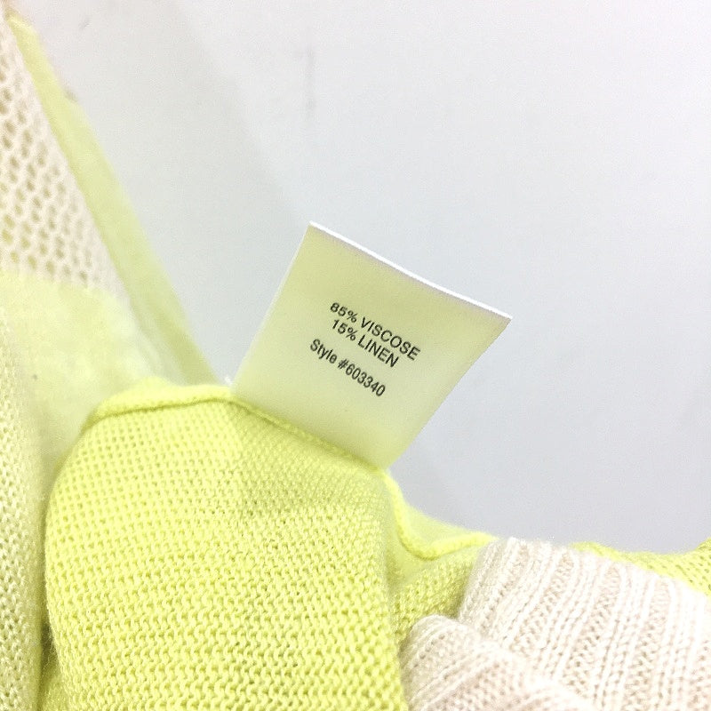 Witchery Yellow & Cream Linen Viscose Knit Style Lightweight Top Ladies Size L