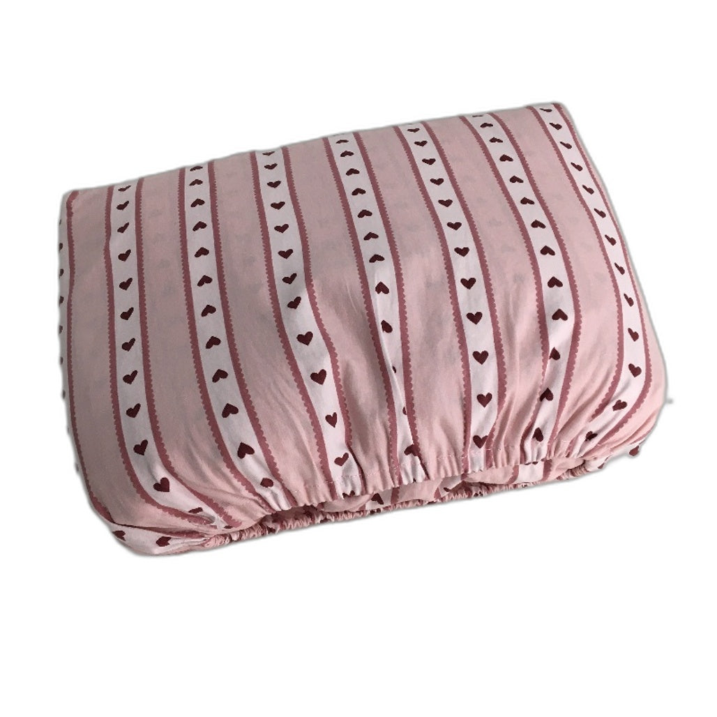 Target Stripe Heart Print Kids Pink Cotton Fitted Sheet Combo Size DOUBLE NEW