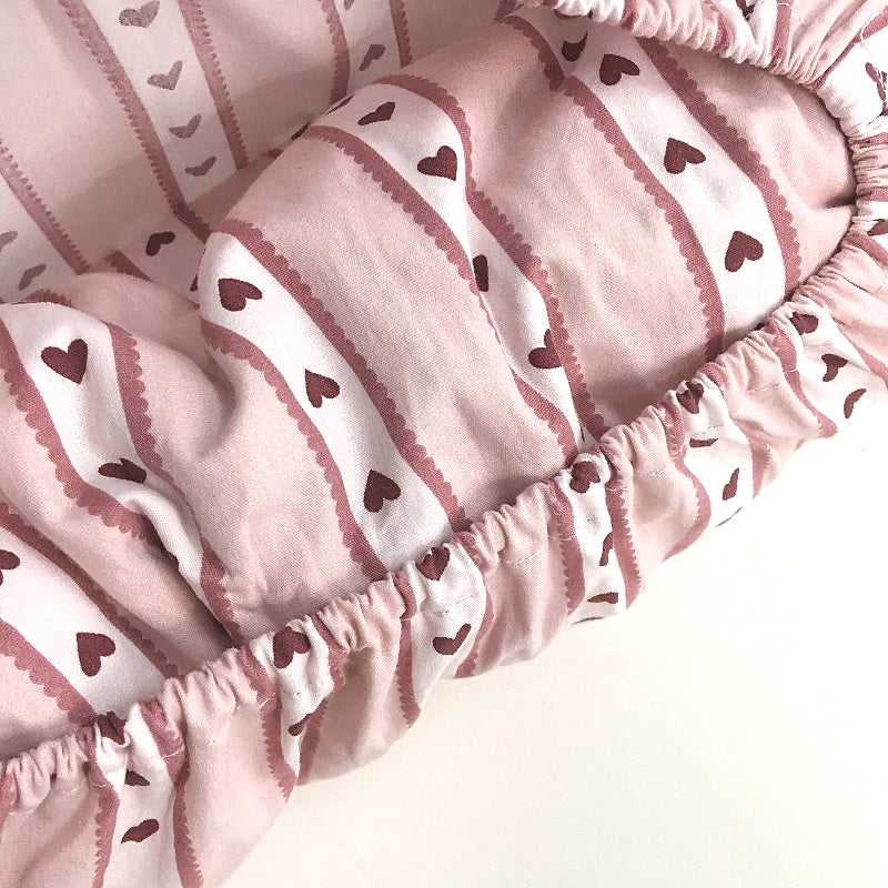 Target Stripe Heart Print Kids Pink Cotton Fitted Sheet Combo Size DOUBLE NEW