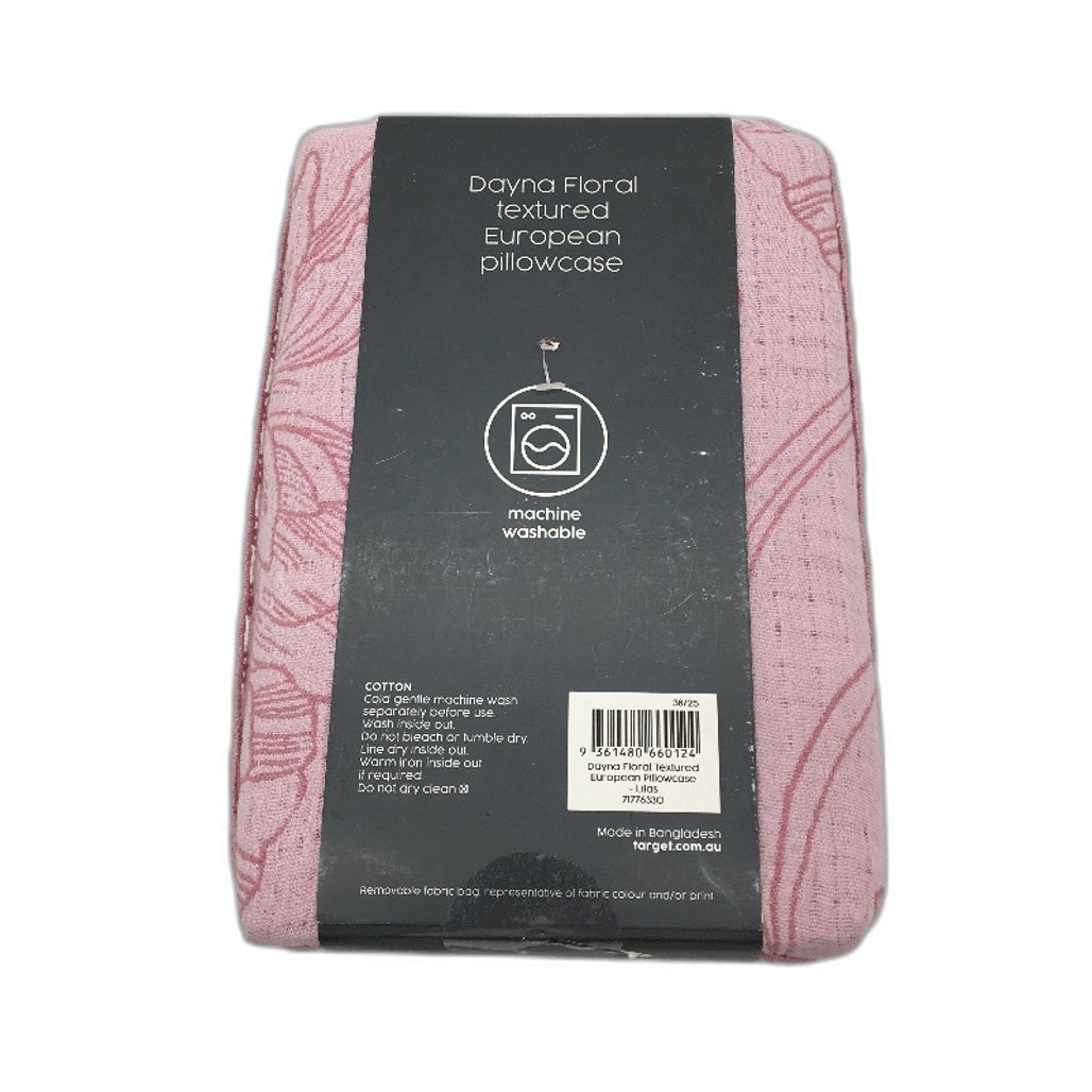 Target Dayna Floral Textured Pink Jacquard European Pillowcase 65x65cm NEW
