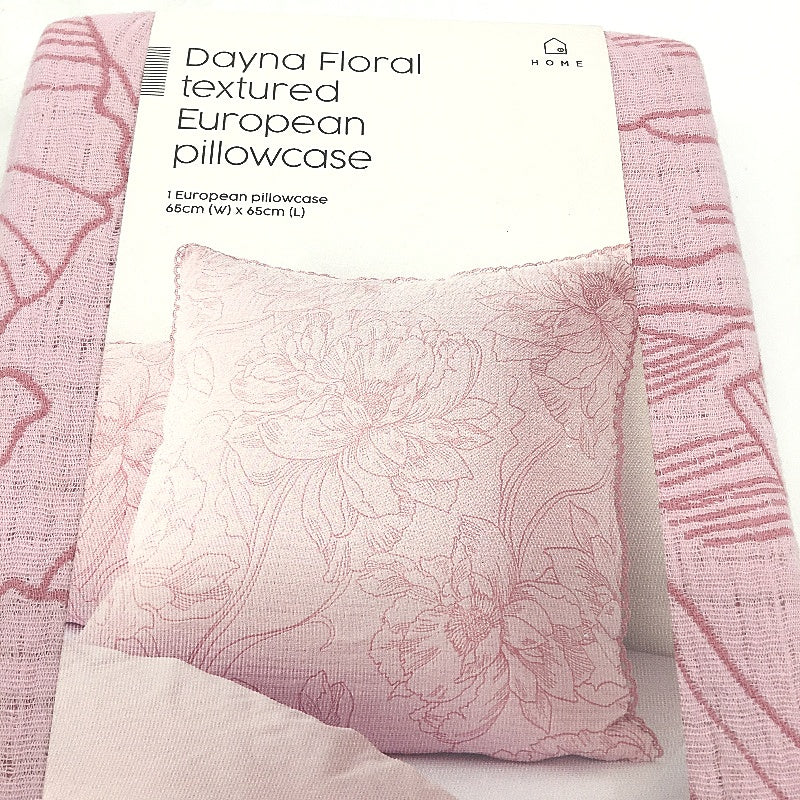 Target Dayna Floral Textured Pink Jacquard European Pillowcase 65x65cm NEW