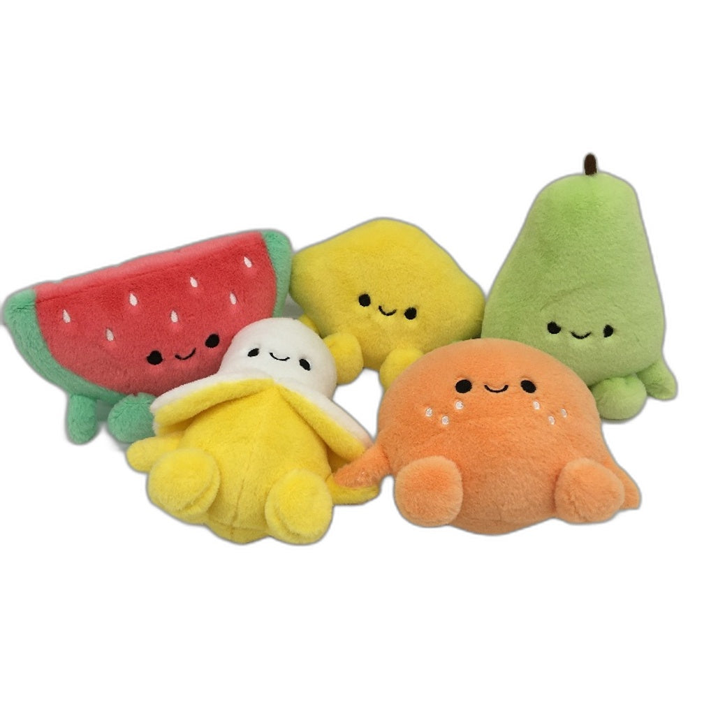 Mini Smiling Fruit 5 Pack Bundle Soft Plush Toys With Magnetic Hands NEW