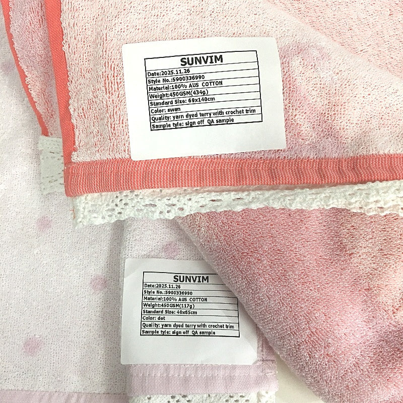 Target 5Pc Lace Detail Cotton Swan Pink Lilac Bath, Hand Towel & Washer Set NEW