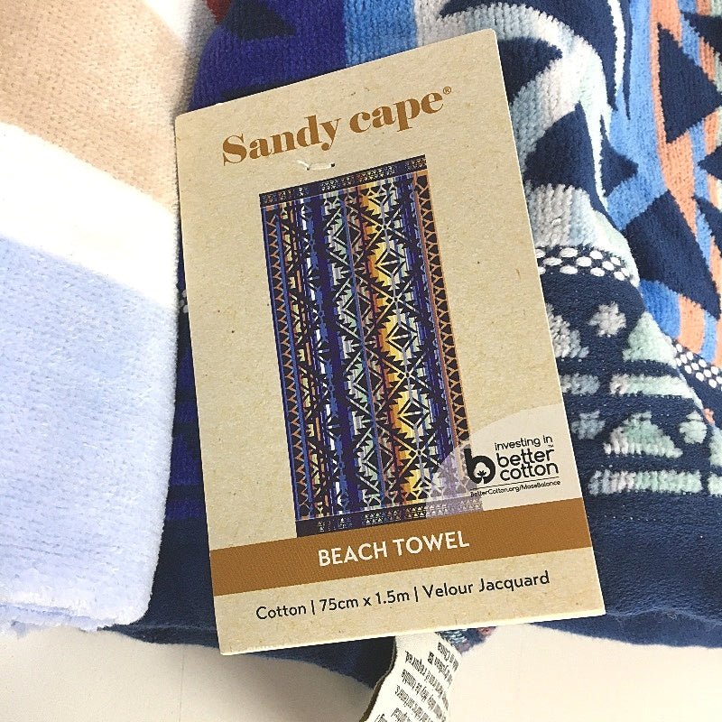 Multicoloured Soft Cotton Velour Printed Beach Towel 2Pce Pack 75 x 150cm NEW