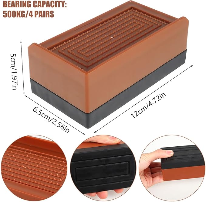 2 Pairs Heavy Duty Adjustable Bed Furniture Risers Supports up to 1102lbs NEW