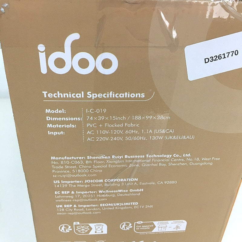 iDOO Air Mattress With Built In Electric Pump Carry Bag I-C-019 Size SINGLE DEMO