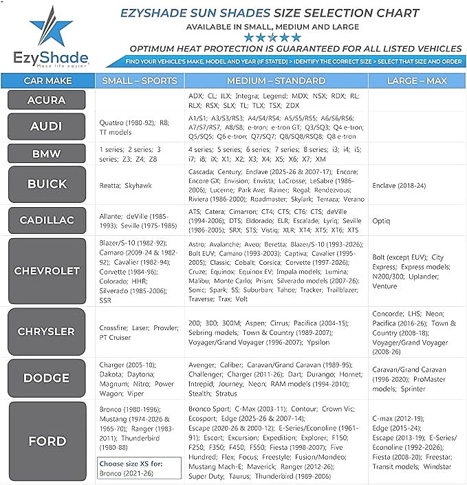 EzyShade 2pc Shield X Reflective Windshield Sun Shade Size Large 90x80cm DEMO