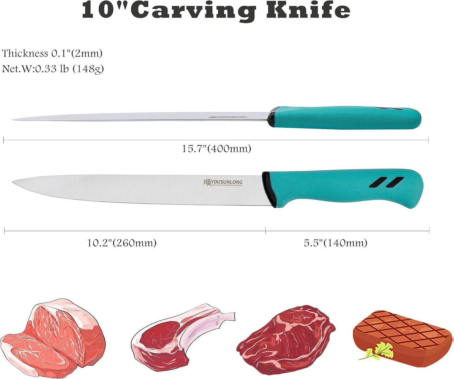 YOUSUNLONG Premium 10 Inch Sashimi Knife High-Carbon Steel Blade Australia DEMO