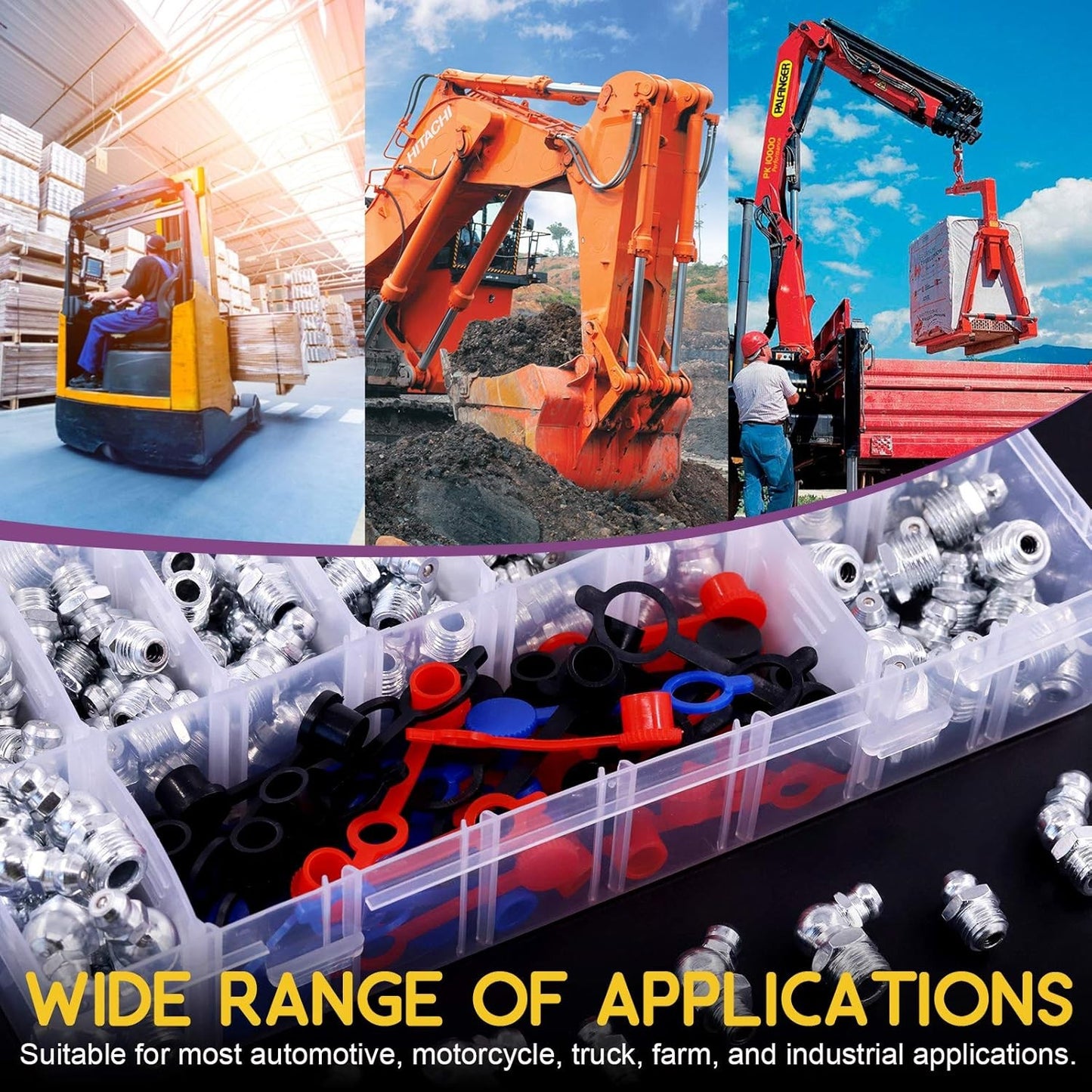 Swpeet 245Pcs Hydraulic Grease Nipple Assortment Kit with Caps Online AU DEMO