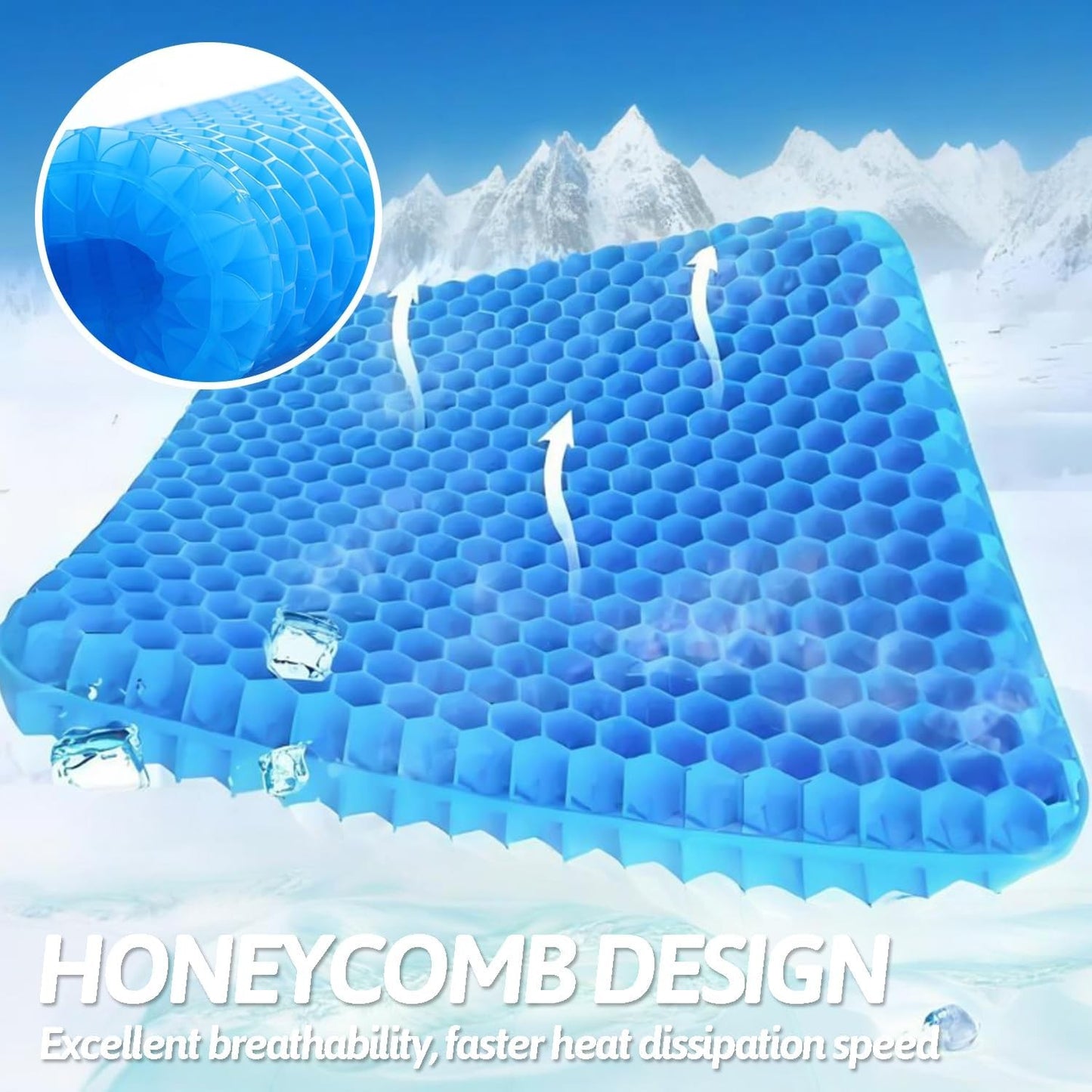 Yotsuba Gel Seat Cushion for Office Chair & Car - Cooling Relief Pain