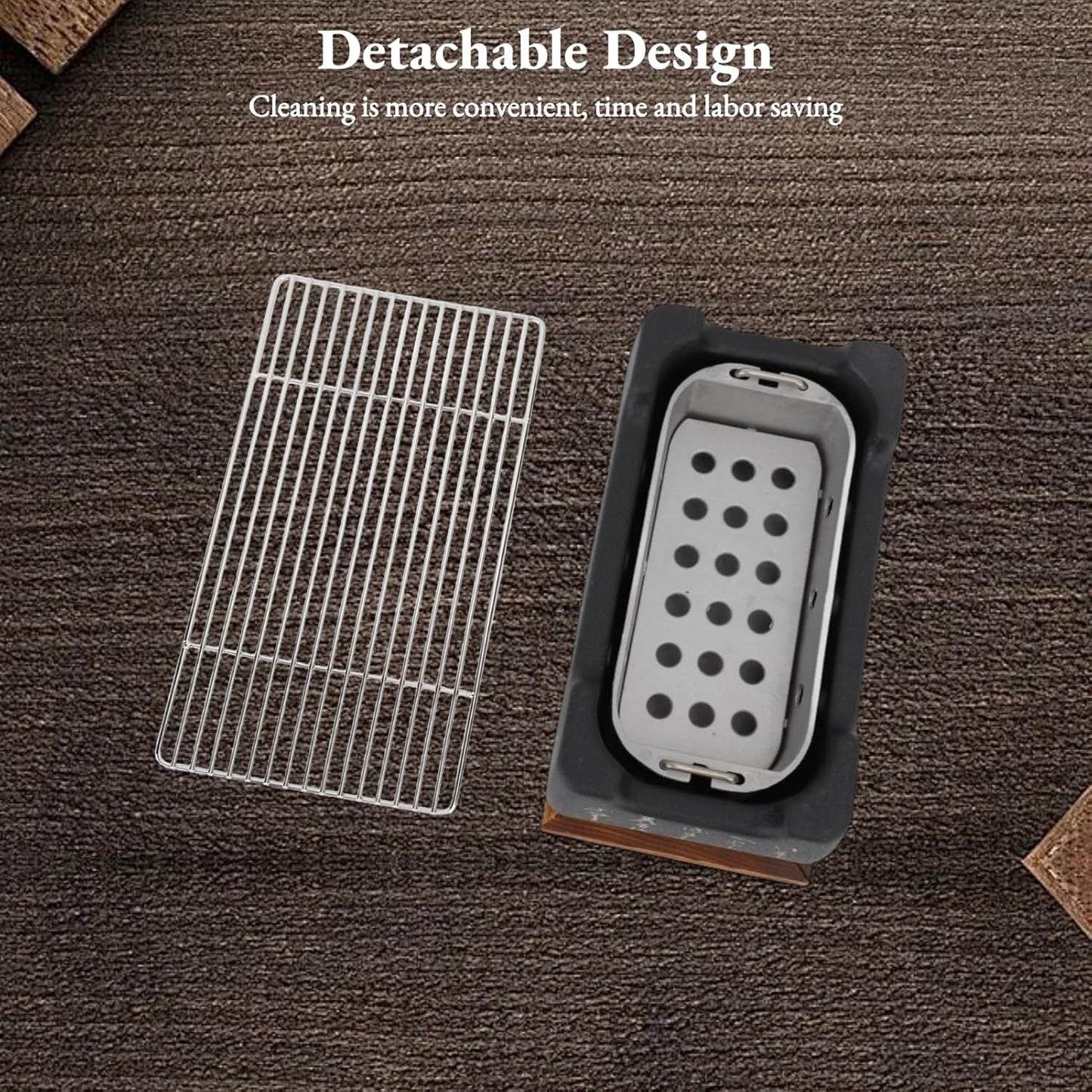 Japanese Style BBQ Hibachi Grill for Charcoal Cooking Rectangle Aluminium NEW