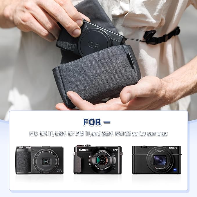 JJC Camera Pouch Soft Carrying Case for Canon Sony Ricoh Small Digi Cams NEW
