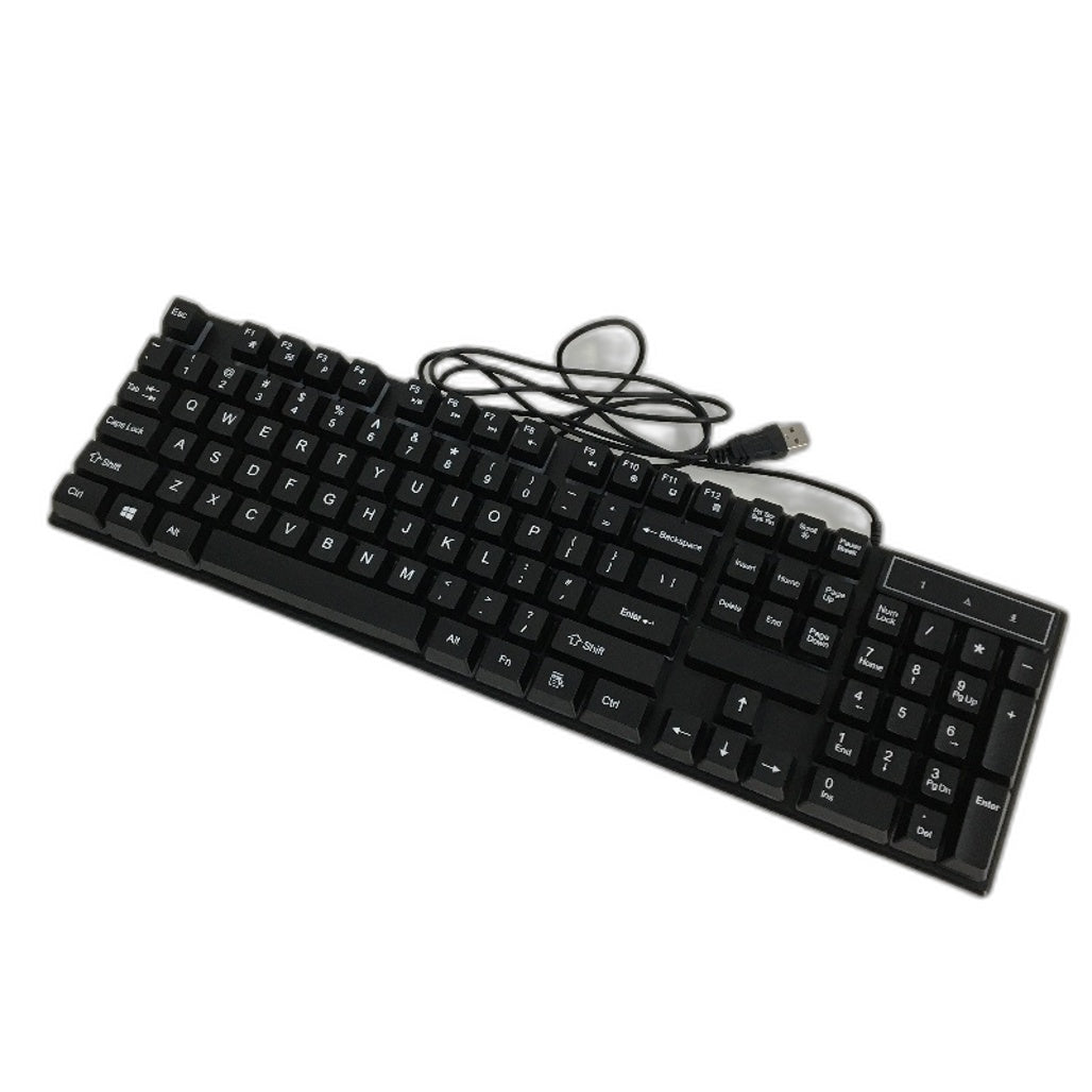 QS-701 Rainbow Light Gaming Membrane Keyboard and Mouse Combo Set in Black NEW