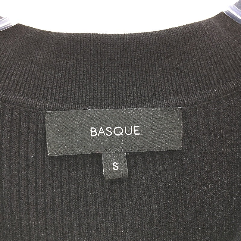 Basque Button Through Ribbed Knit Black Midi Dress Ladies Size Small NEW