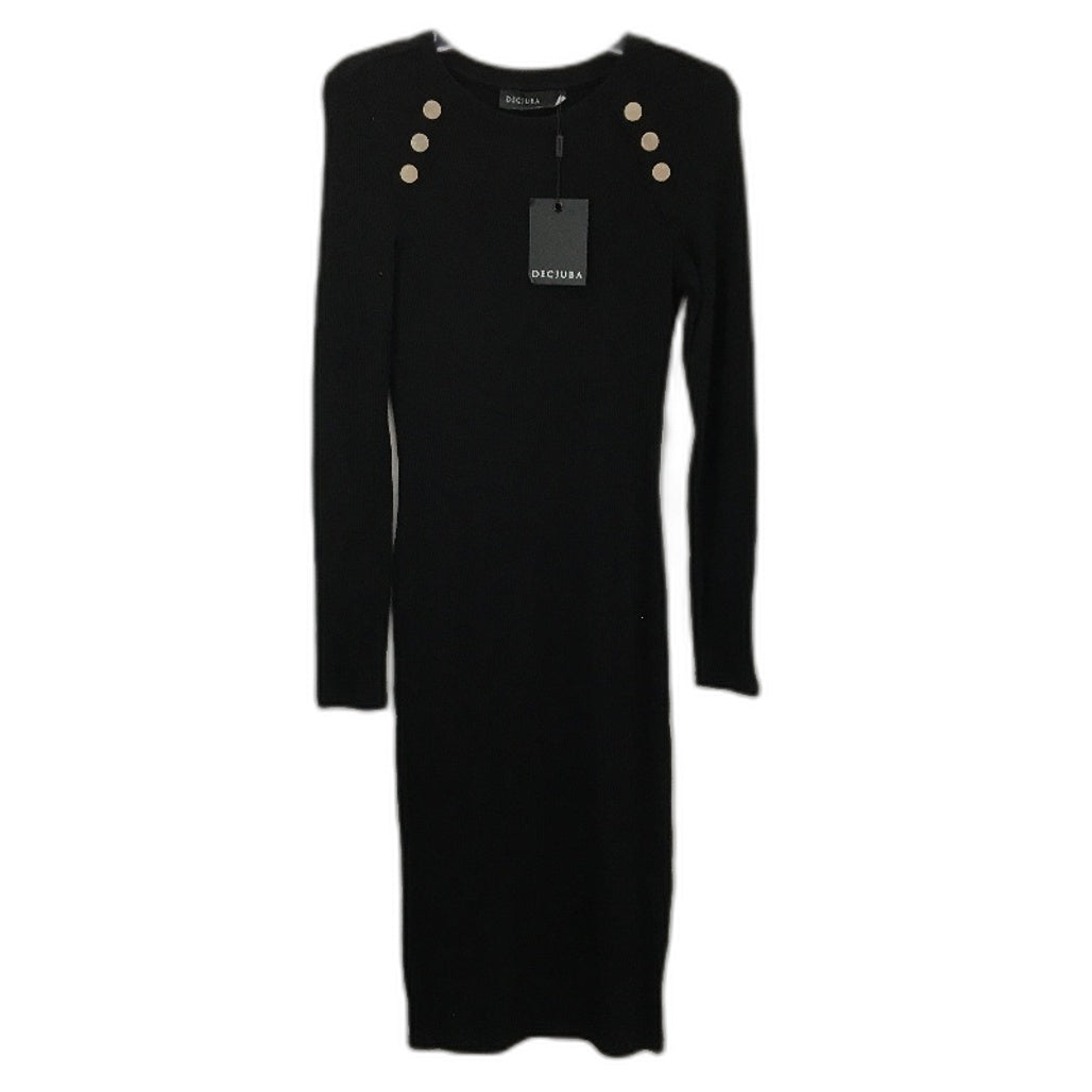Decjuba Josephione Button Rib Knit Black Midi Dress Ladies Size Small NEW