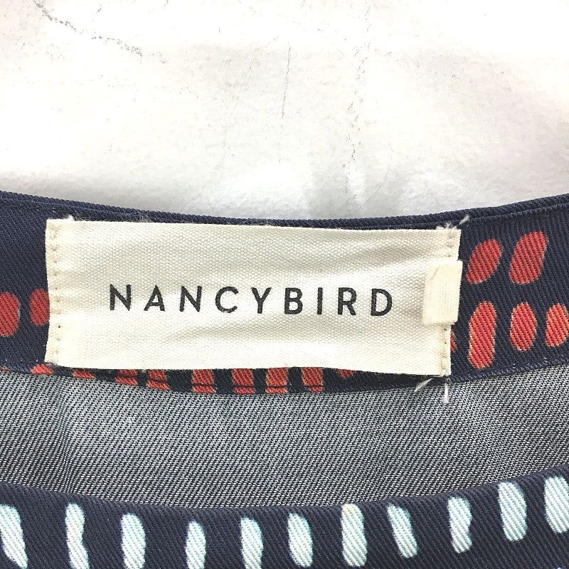 Nancy Bird Navy Blue Shortsleeve Stripe Pocketed Shift Dress Ladies Size Medium