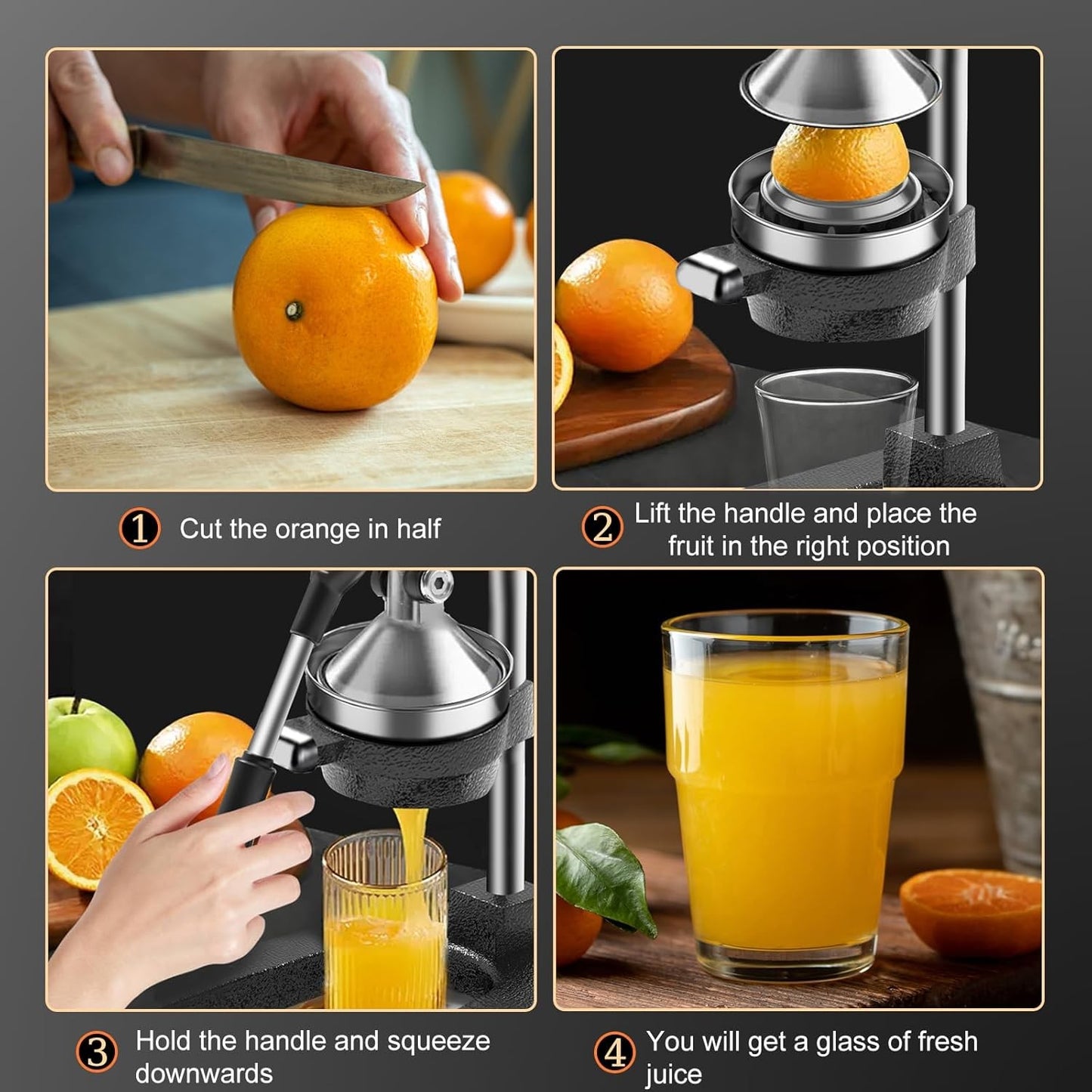 Industrial Durable Cast-Iron Hand Press Manual Citrus Fruit Juicer NEW