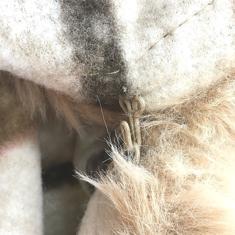 Neutral Tans Faux Fur Collar Wool Feel Evening Wear Poncho With Front Hook OSFM