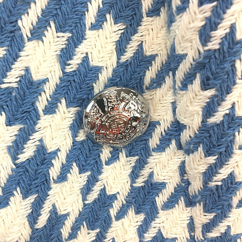 Portmans Blue White Houndstooth Weave Style Open Blazer Ruched Sleeve Size 12