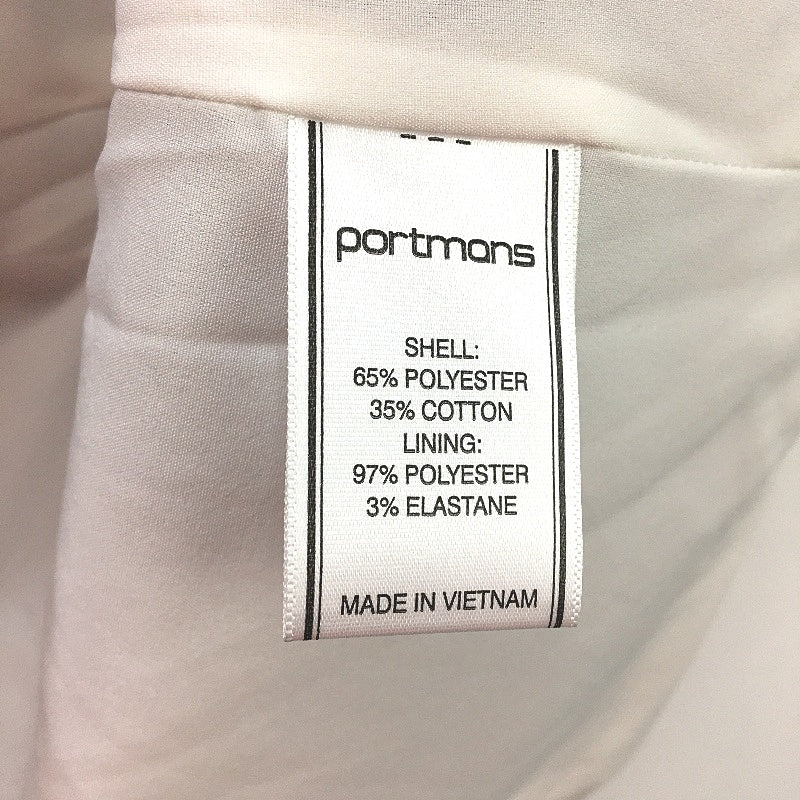 Portmans Blue White Houndstooth Weave Style Open Blazer Ruched Sleeve Size 12