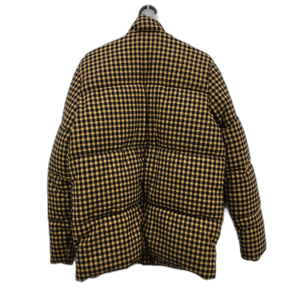 ASOS Navy & Mustard Check Thick Long Puffer Jacket Coat Ladies Size XS