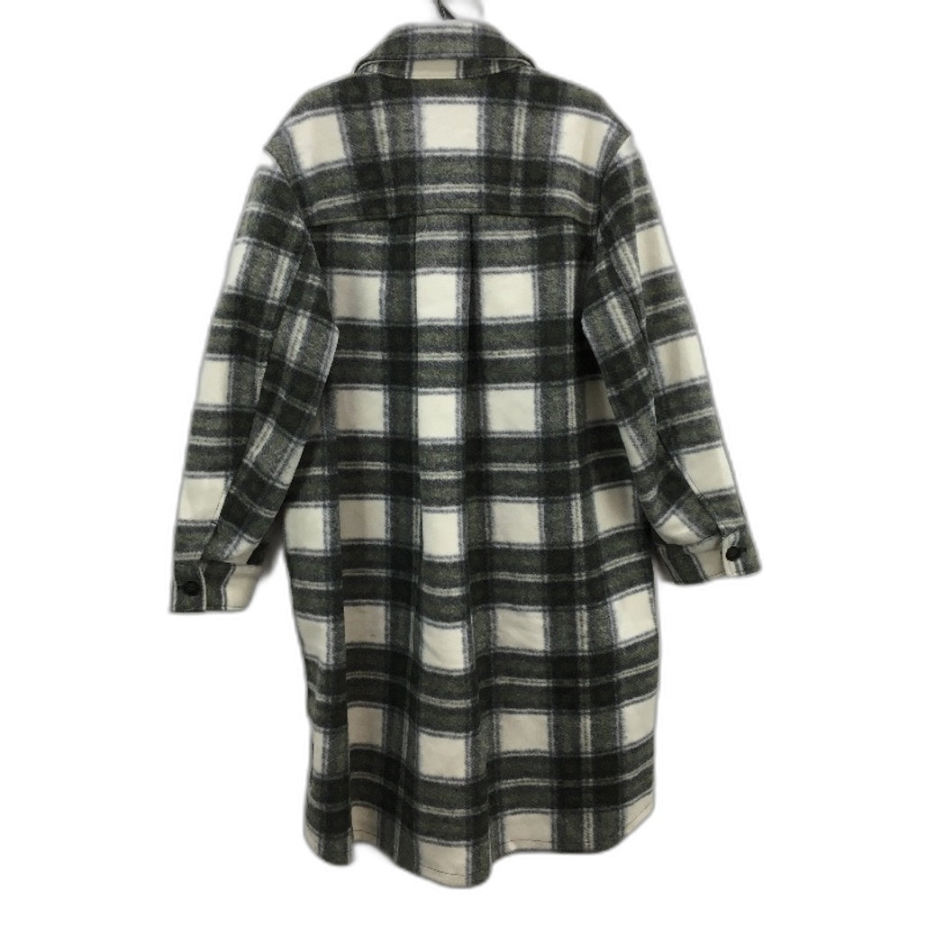 H&M Olive Green & White Recycled Materials Long Check Shacket Ladies Size XL NEW