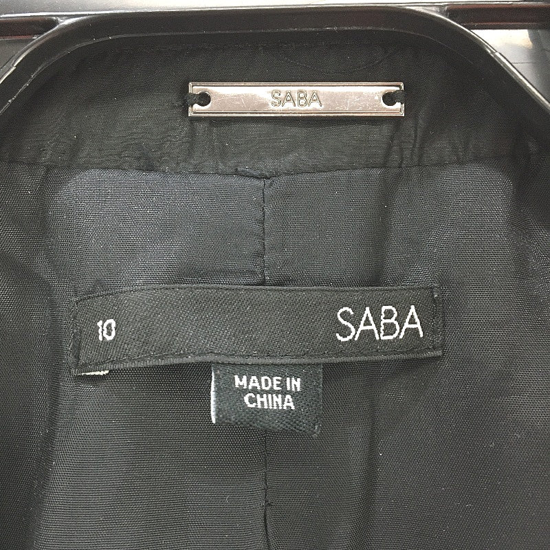 SABA Black Mid Length Single Breasted Belted Trench Style Jacket Coat Size 10