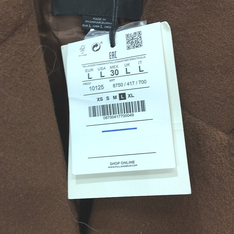 Pull & Bear Updated Garments Brown Double Breasted Overcoat Ladies Size L NEW