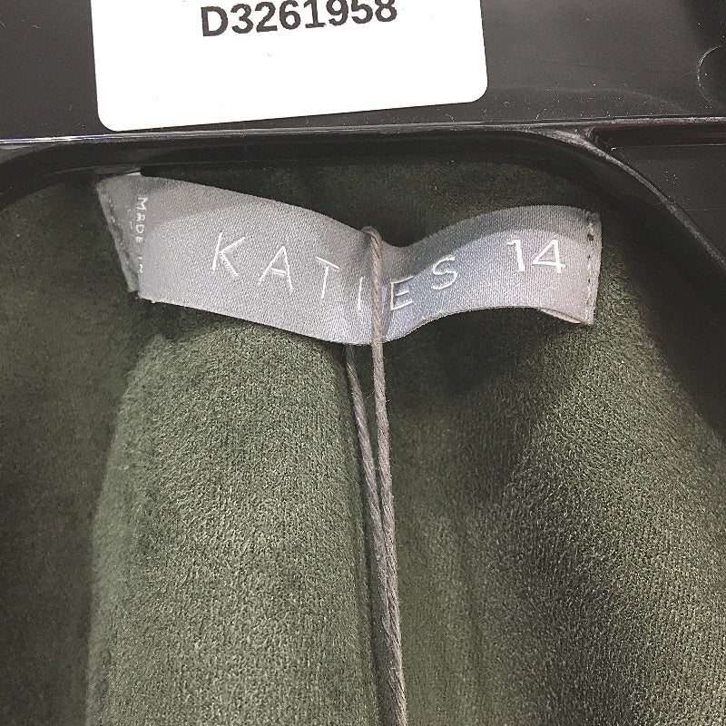 Katies Everday Chic Khaki Green Suedette Drape Style Coat Ladies Size 14 NEW