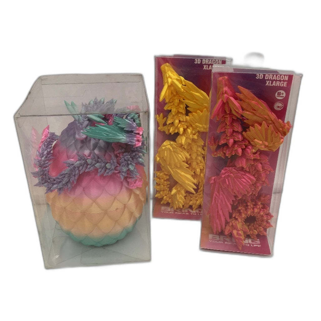 3D Printed Dragon & Fidgets Chromatic Multicoloured Artwork 9 Piece Pack NEW